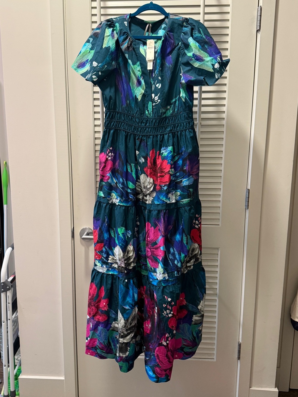 ANTHROPOLOGIE SOMERSET MAXI TEAL FLORAL M